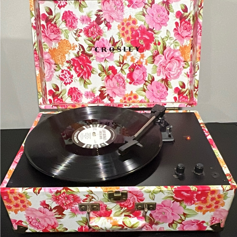 Crosley Record Player pink floral